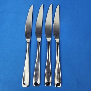 Oneida Moda Stainless Flatware Modern Glossy Heavy 18/10 (4) Steak Knives 9.5"